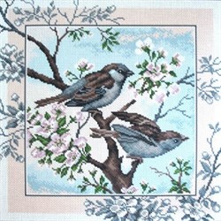 Рисунок на канве  Воробьи - фото 13555