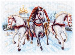 Рисунок на канве  Тройка лошадей - фото 13636