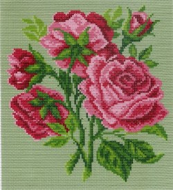 Рисунок на канве  Розовые цветы - фото 22543