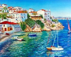 Набор для рисования по номерам  Белые домики Греции - фото 24295