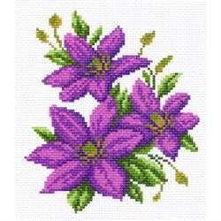 Рисунок на канве  Клематисы - фото 26673