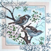 Рисунок на канве  Воробьи