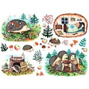 Рисовая бумага для декупажа  Семья ежика