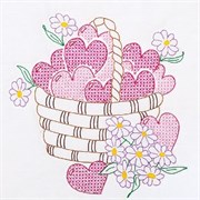 Ткань для вышивания  Корзина с сердечками