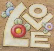 Штамп на деревянной основе Love