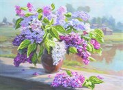 Рисунок на шелке  Сирень