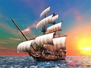 Набор для рисования по номерам  Парусник на закате